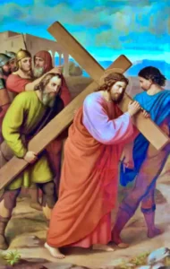 ViacrucisCireneoAyudaAJesusConLaCruz
